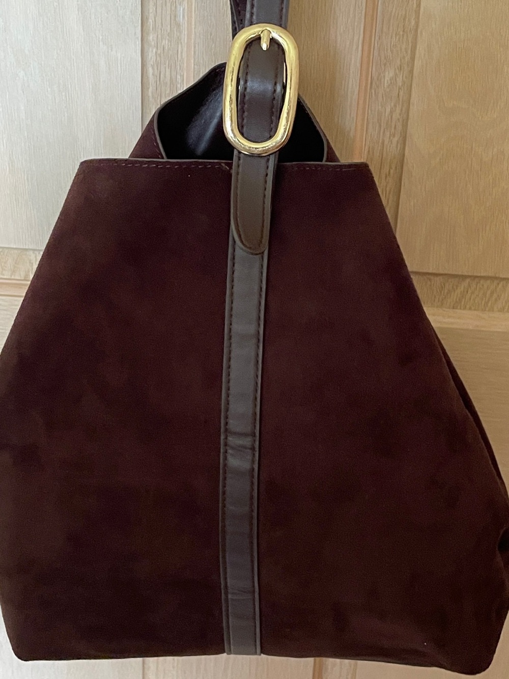 Women's Crossbody Bag in Dark Brown with Gold Accent